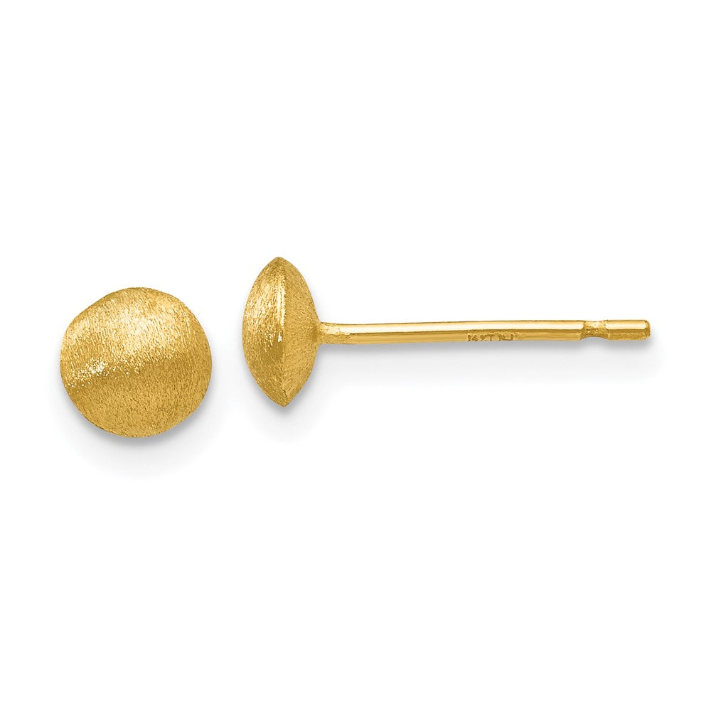 14k Yellow Gold 5 mm Satin Puffed Button Post Earrings (0.62 grams)