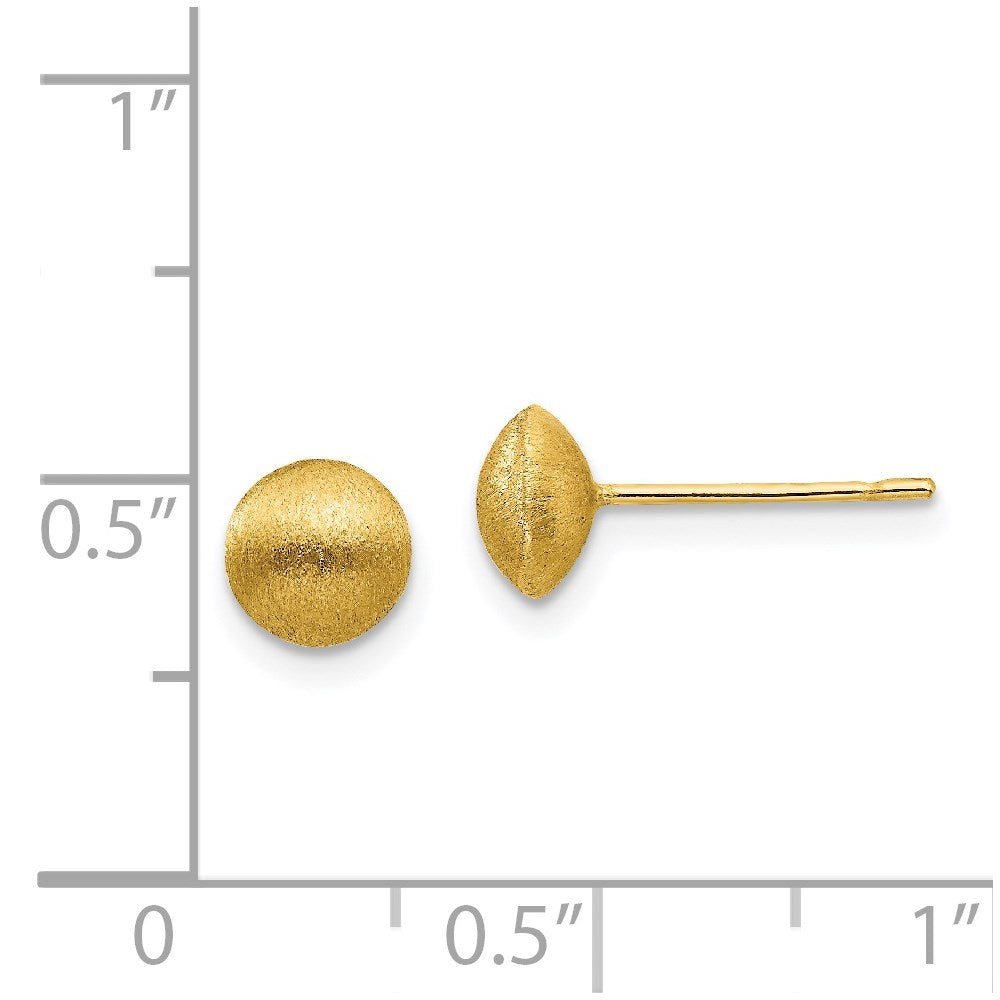 14k Yellow Gold 7 mm Satin Button Earrings (0.84 grams)