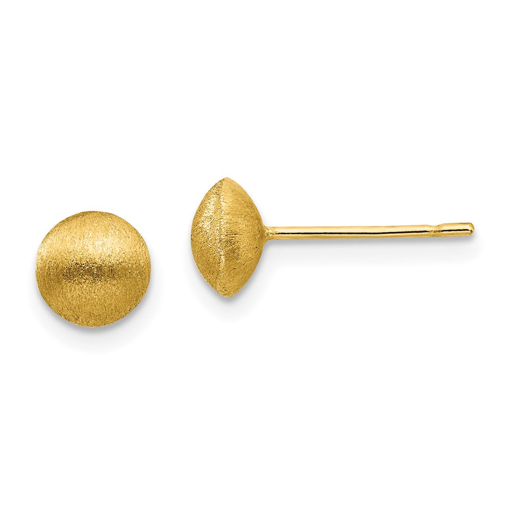 14k Yellow Gold 7 mm Satin Button Earrings (0.84 grams)