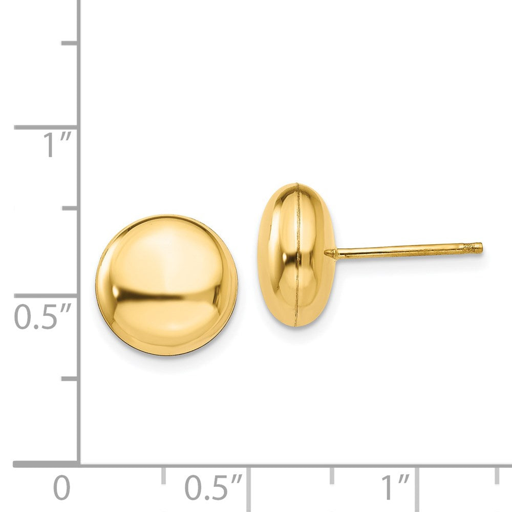 14k Yellow Gold 10.5 mm Button Post Earrings (1.81 grams)