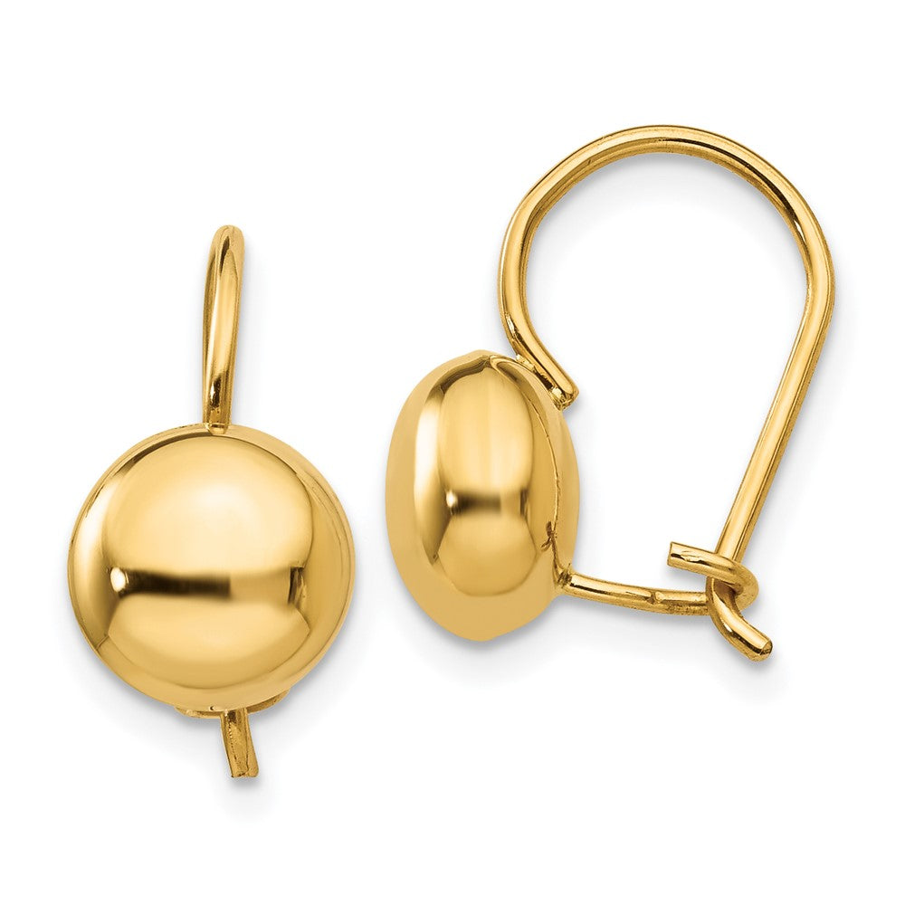 14k Yellow Gold 8 mm Button Kidney Wire Earrings (1.34 grams)