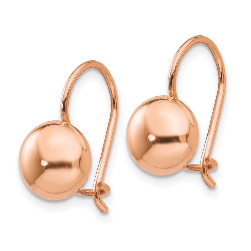 14k Rose Gold 8 mm Button Kidney Wire Earrings (1.27 grams)