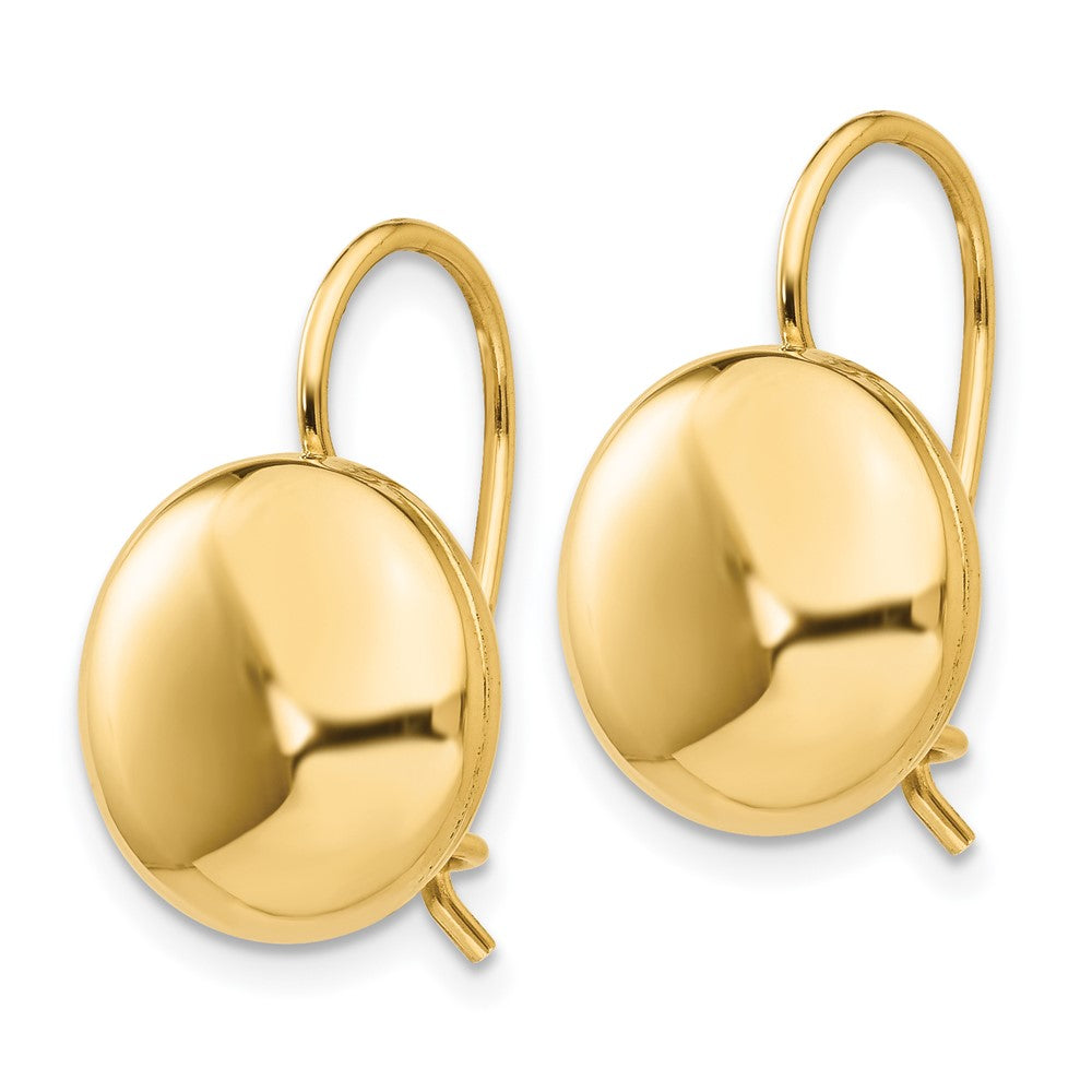 14k Yellow Gold 12 mm Button Kidney Wire Earrings (2.45 grams)