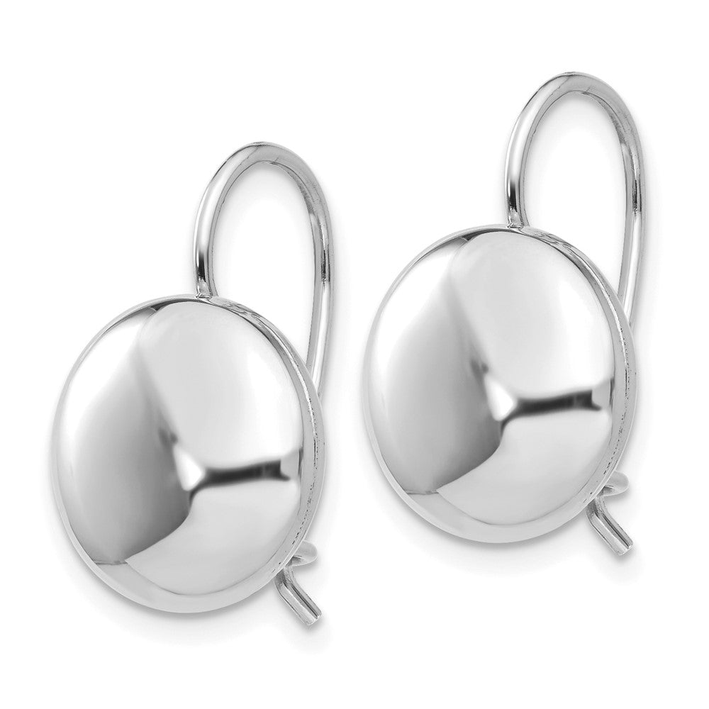 14k White Gold 12 mm Button Kidney Wire Earrings (2.46 grams)