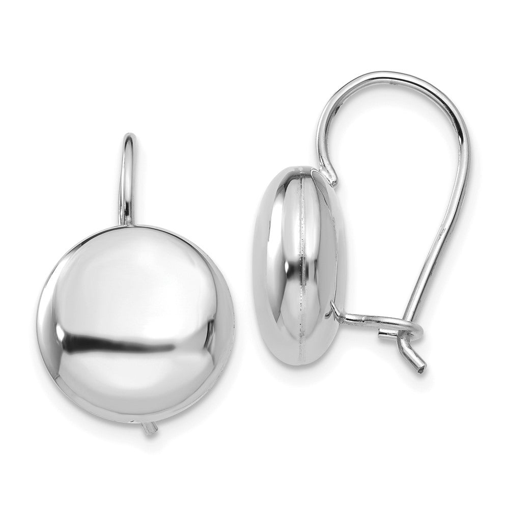 14k White Gold 12 mm Button Kidney Wire Earrings (2.46 grams)