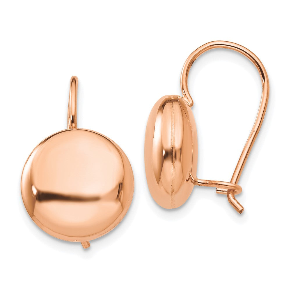 14k Rose Gold 12 mm Button Kidney Wire Earrings (2.3 grams)