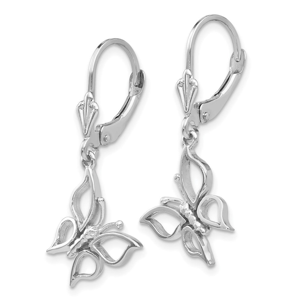 14k White Gold 16 mm Polished Butterfly Leverback Earrings (2.35 grams)