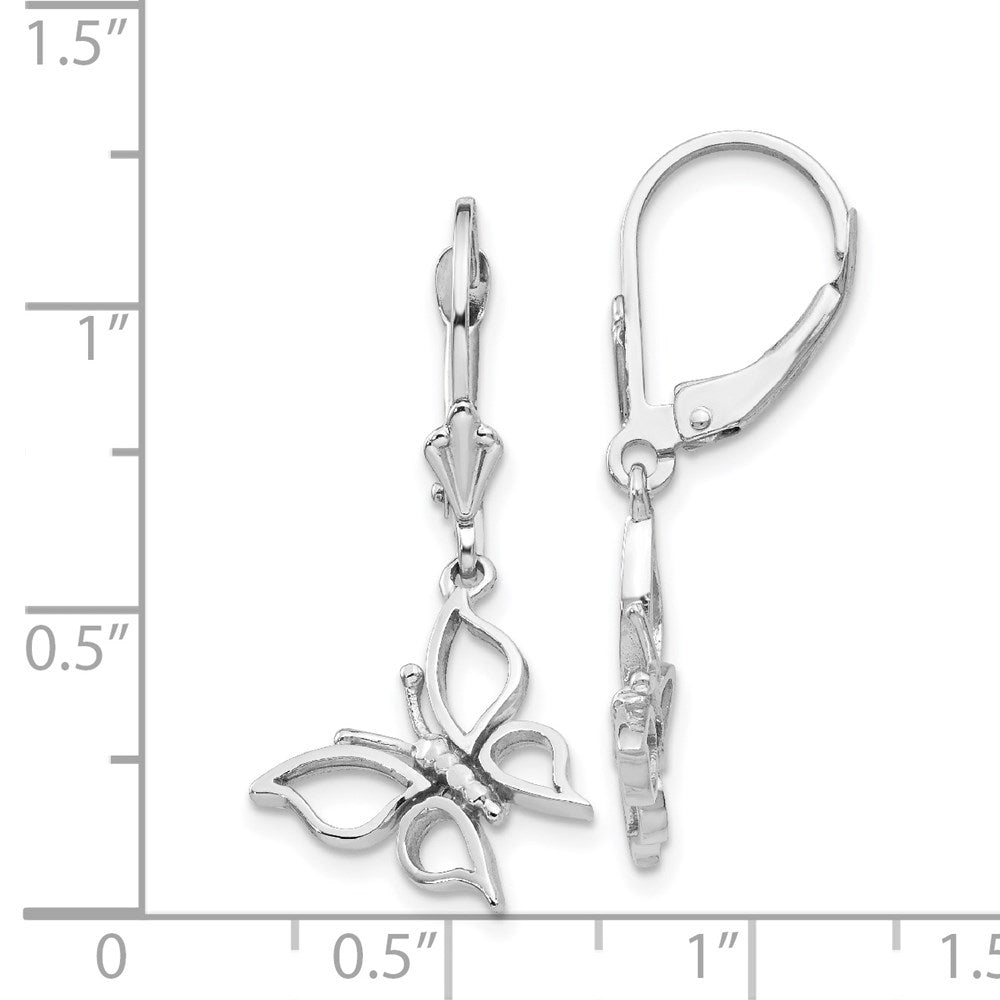 14k White Gold 16 mm Polished Butterfly Leverback Earrings (2.35 grams)