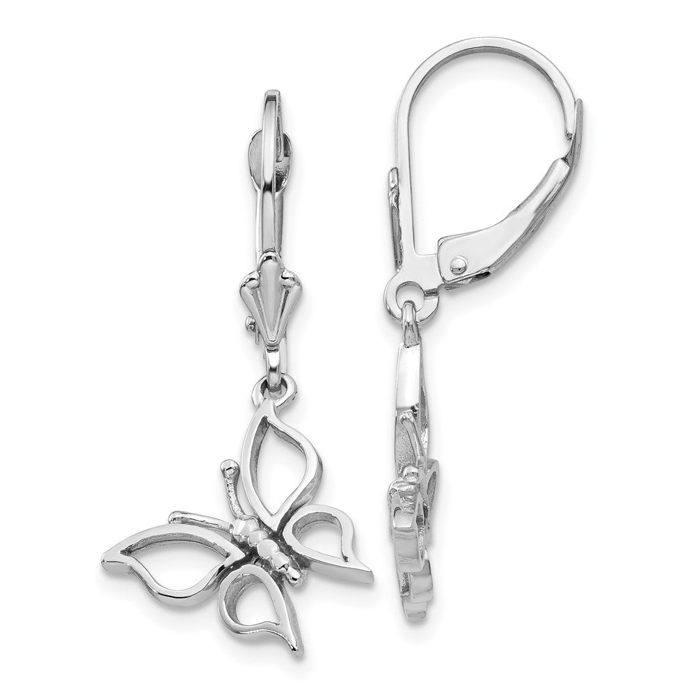 14k White Gold 16 mm Polished Butterfly Leverback Earrings (2.35 grams)