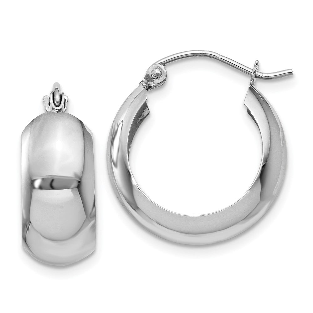 14k White Gold 7 mm Fancy Hoop Earrings (2.05 grams)
