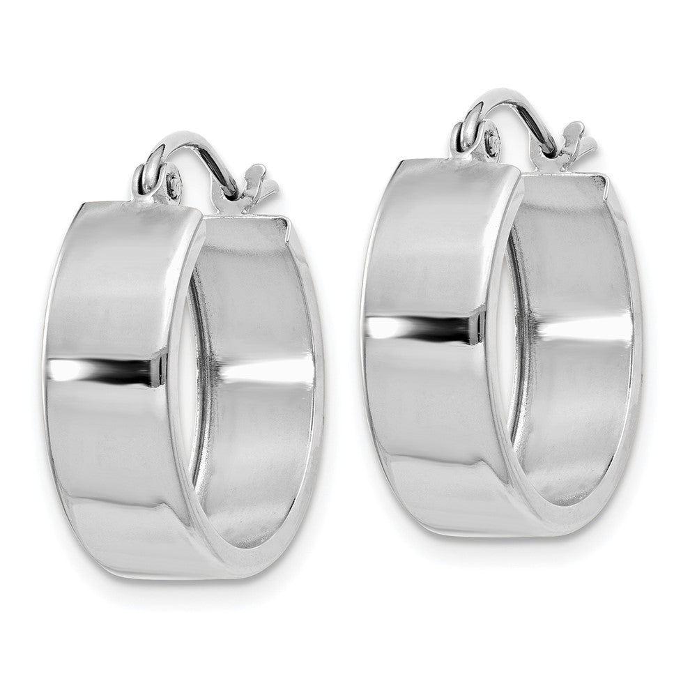 14k White Gold 5.5 mm Fancy Hoop Earrings (1.55 grams)