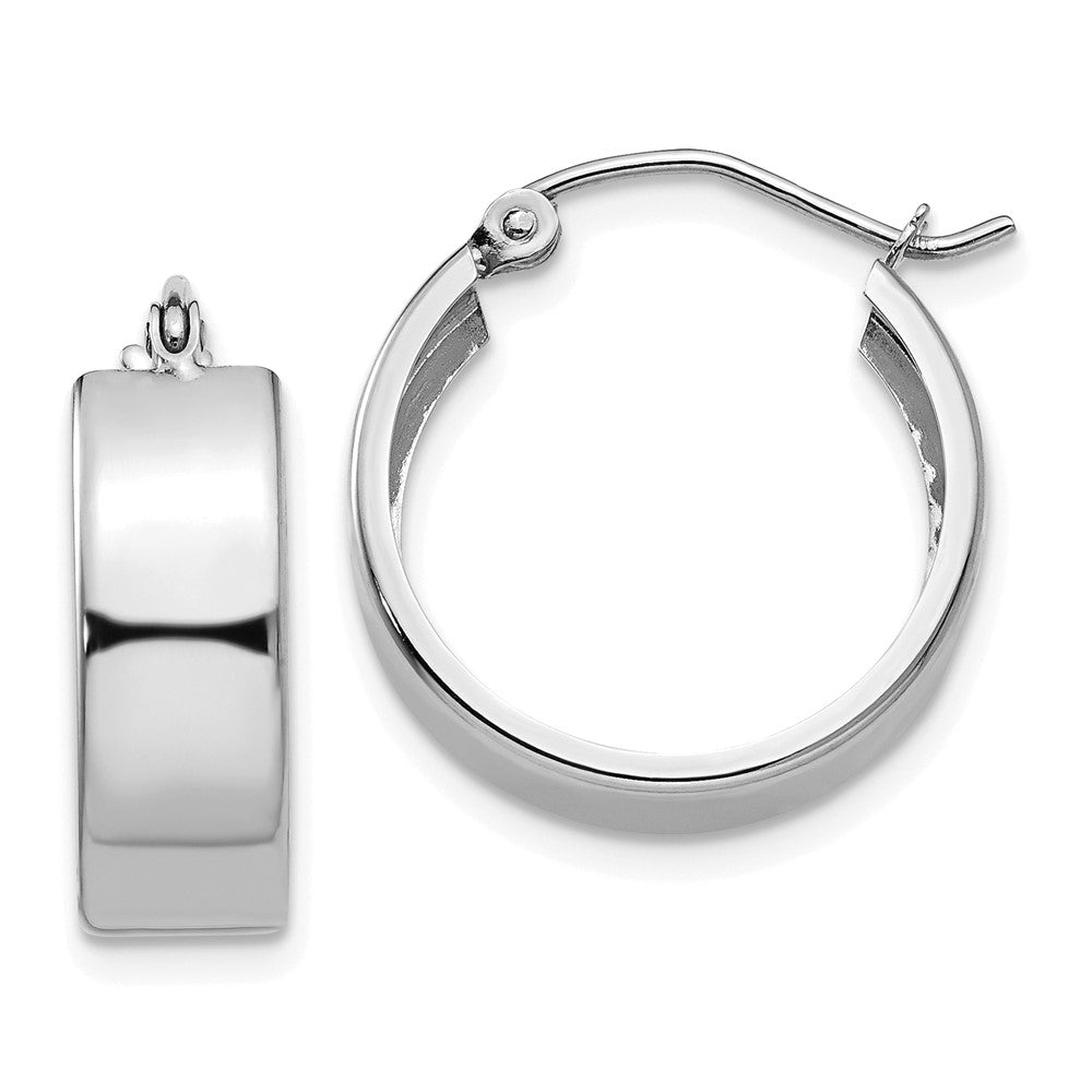 14k White Gold 5.5 mm Fancy Hoop Earrings (1.55 grams)