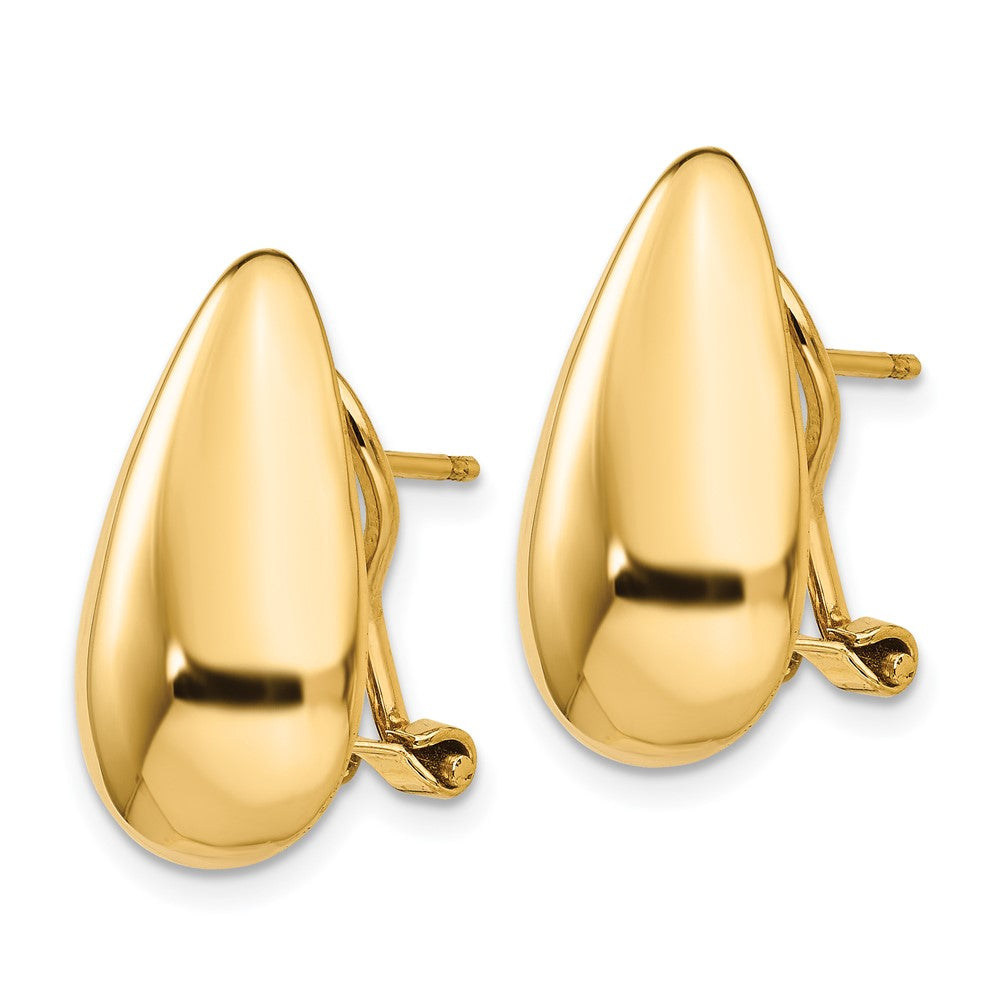 14k Yellow Gold 10 mm Polished Teardrop Omega Back Post Earrings (3.98 grams)