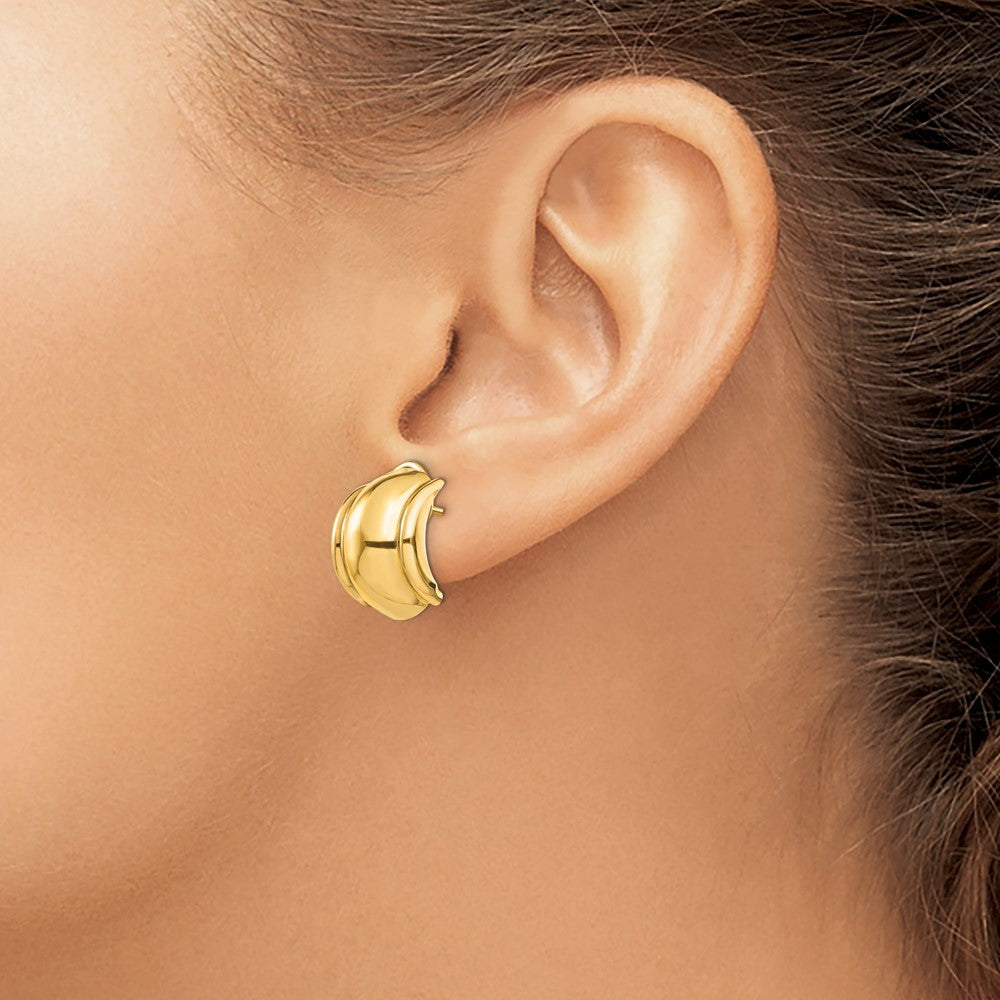 14k Yellow Gold 12 mm Polished Fancy Omega Back Post Earrings (3.4 grams)