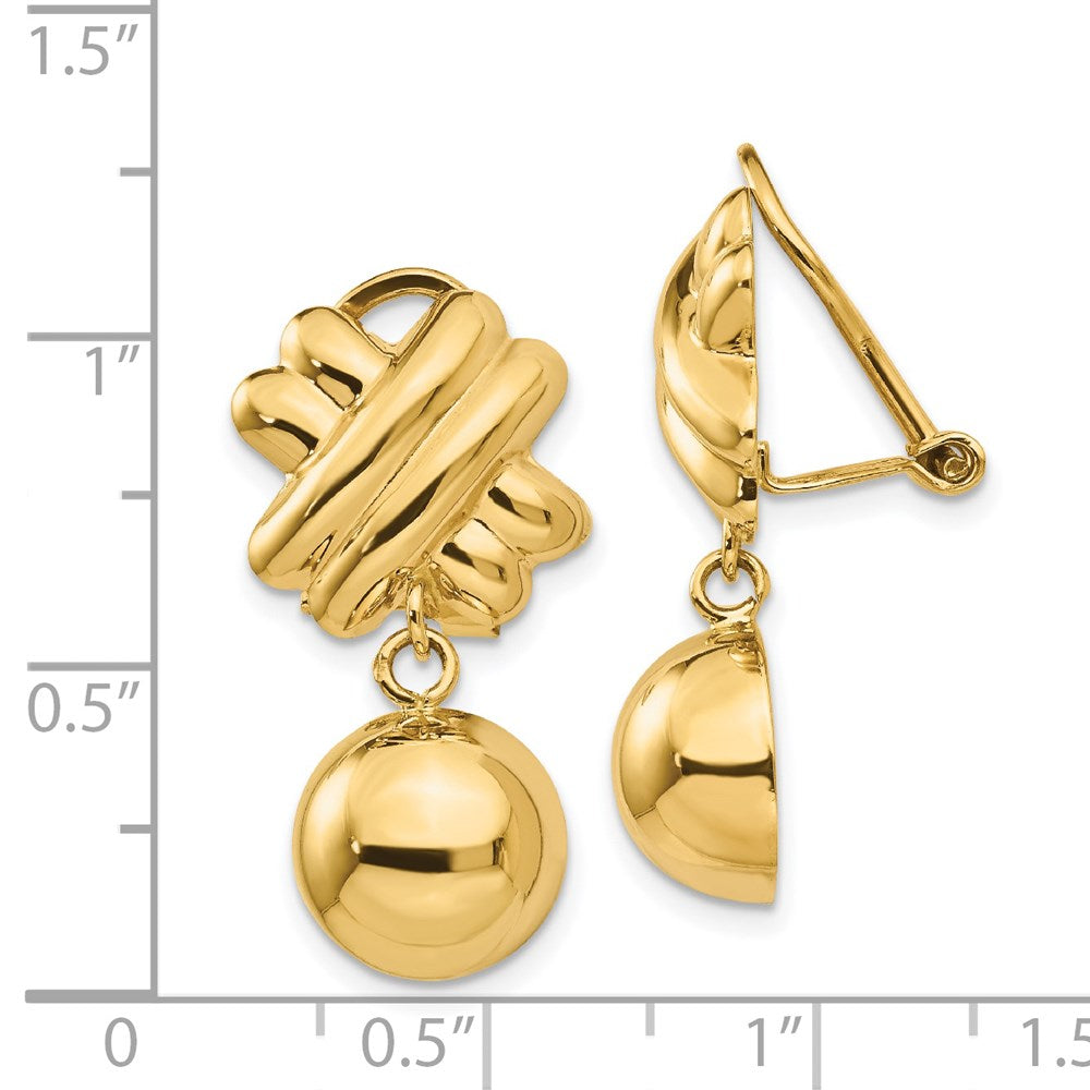 14k Yellow Gold 13 mm Non-pierced Fancy Ball Earrings (4.86 grams)