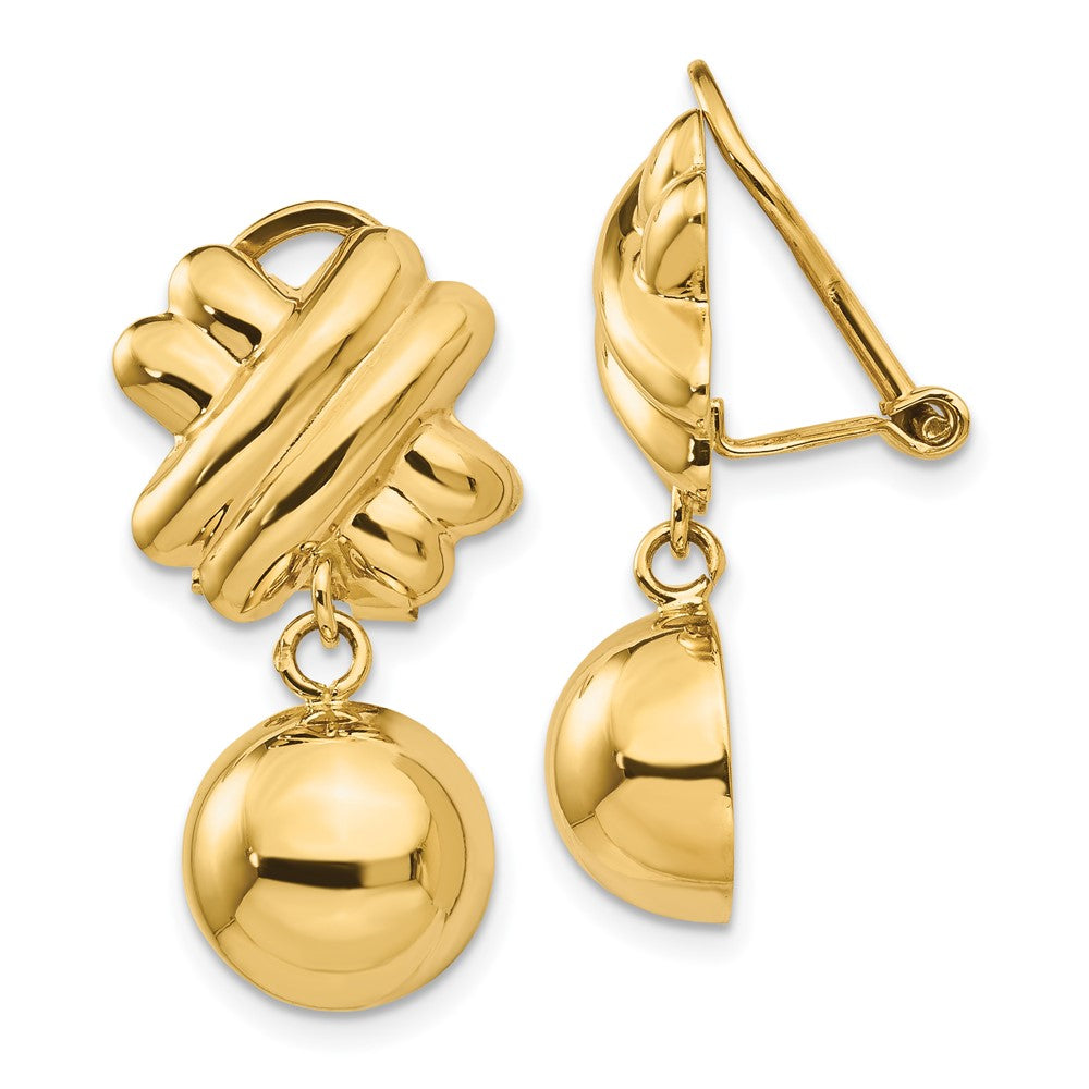 14k Yellow Gold 13 mm Non-pierced Fancy Ball Earrings (4.86 grams)