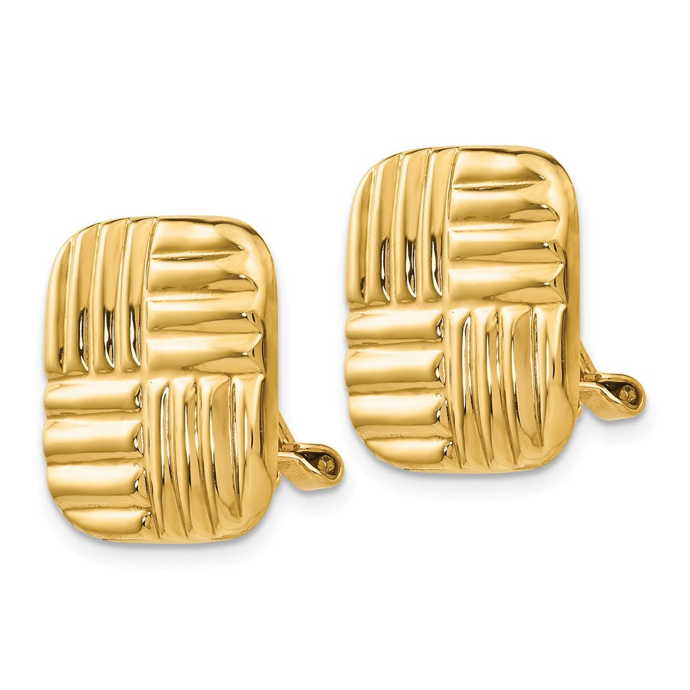 14k Yellow Gold 16 mm Non-pierced Basket weave Earrings (4.91 grams)