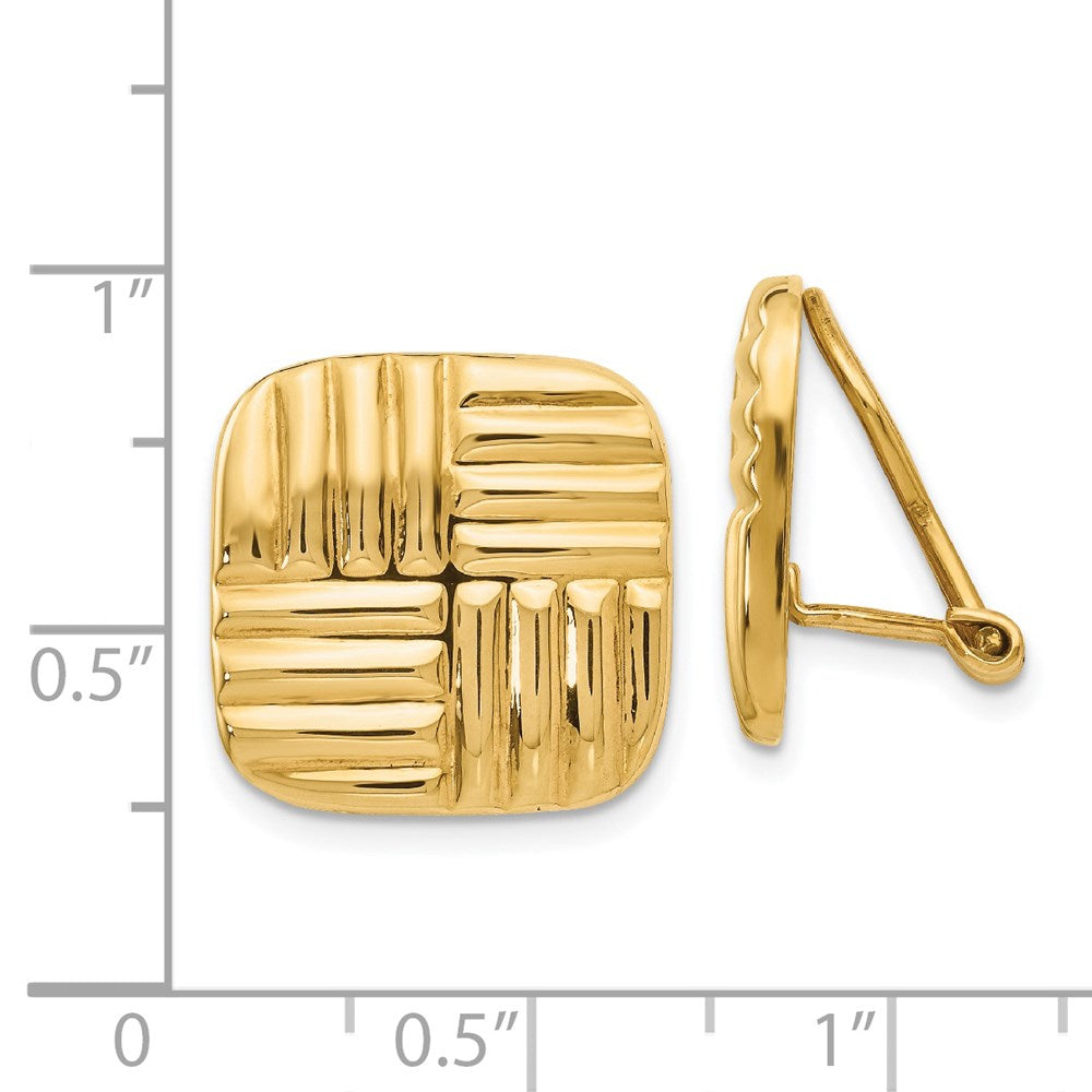 14k Yellow Gold 16 mm Non-pierced Basket weave Earrings (4.91 grams)