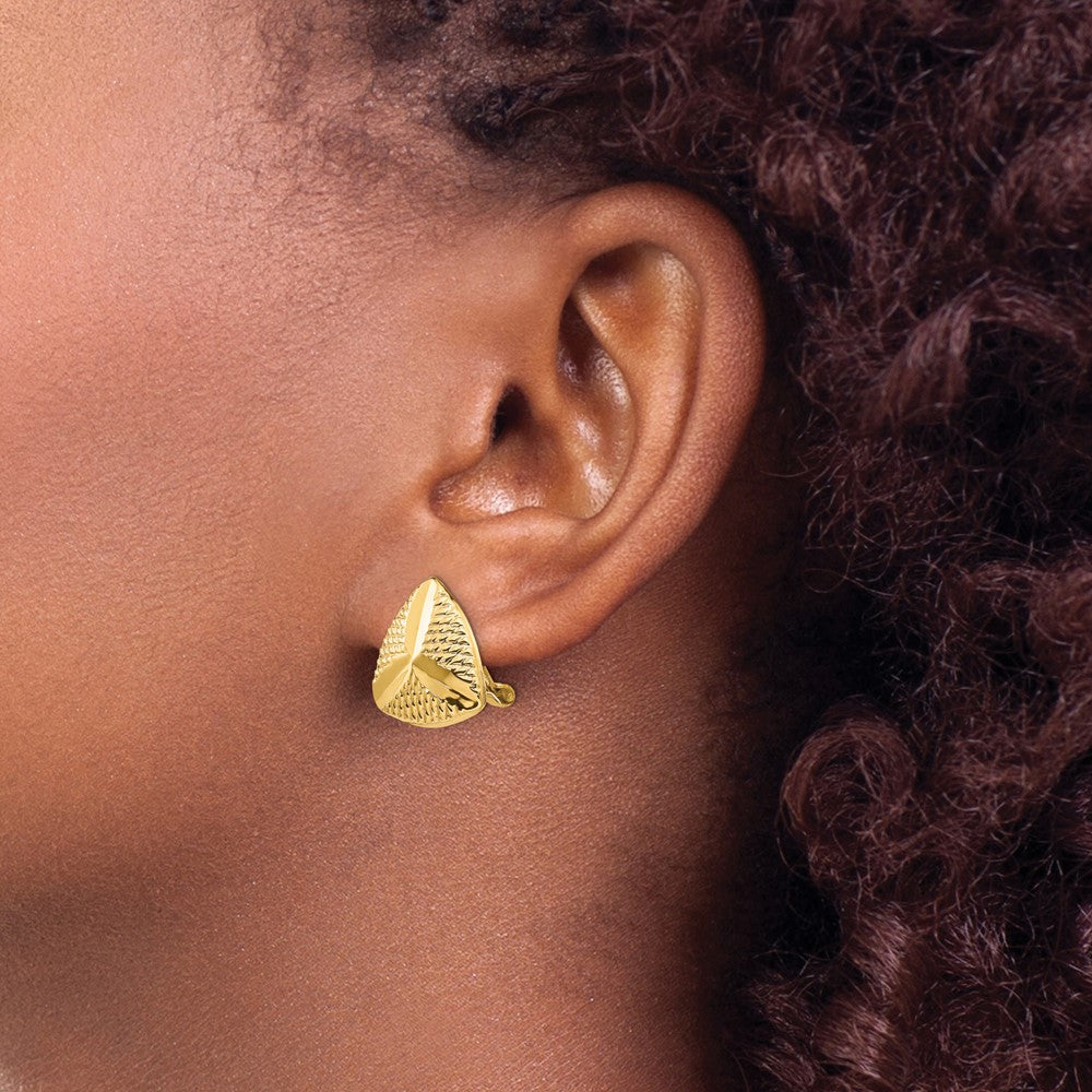 14k Yellow Gold 16 mm Non-pierced Fancy Earrings (4.2 grams)