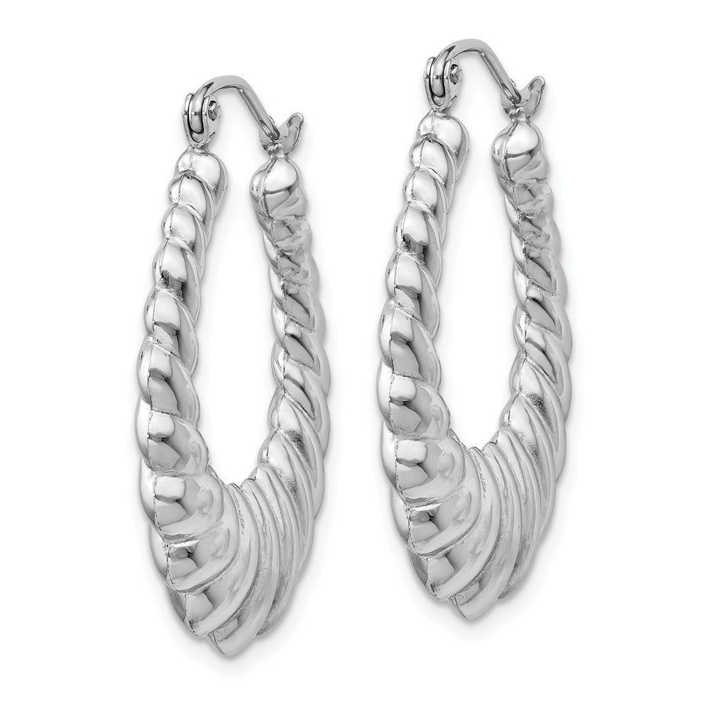 14k White Gold 4 mm Polished Scalloped Hoop Earrings (2.51 grams)