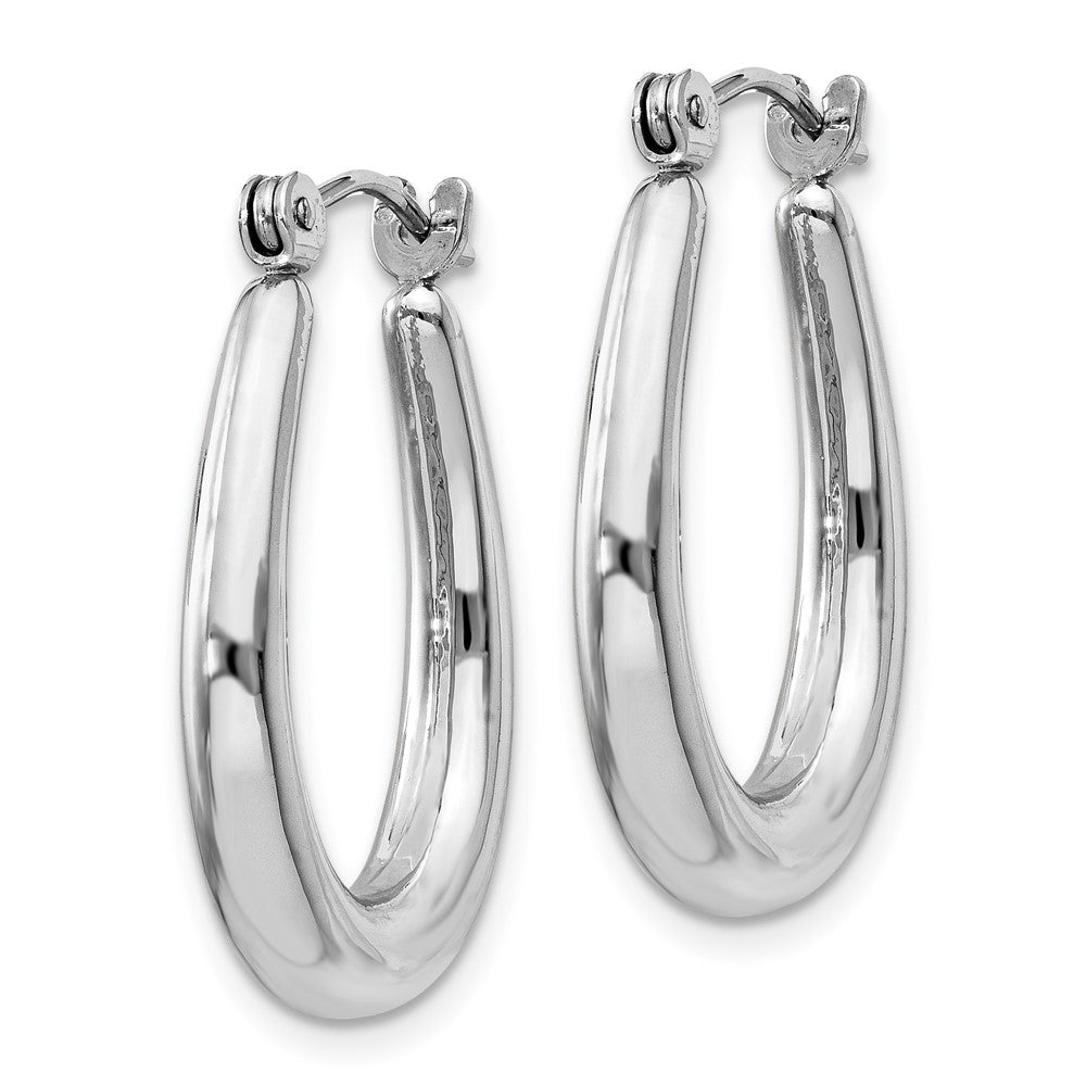 14k White Gold 3 mm Polished Hoop Earrings (2.34 grams)