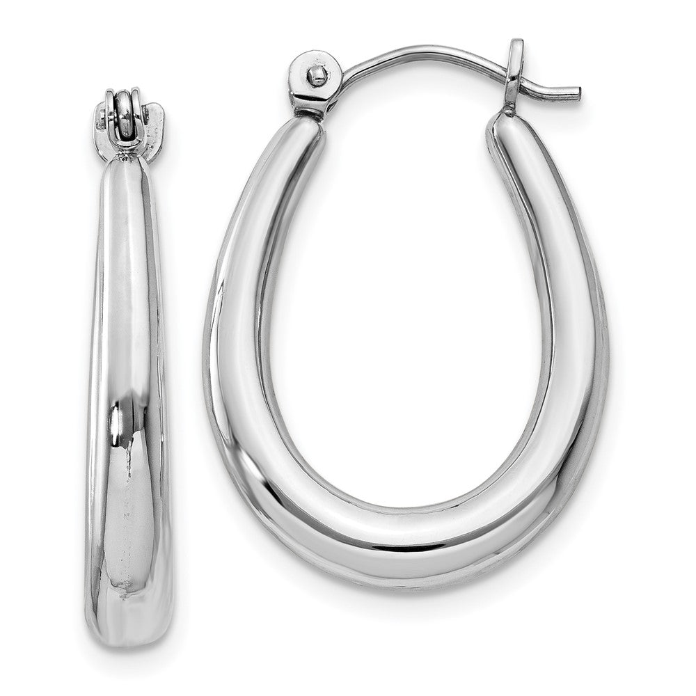 14k White Gold 3 mm Polished Hoop Earrings (2.34 grams)