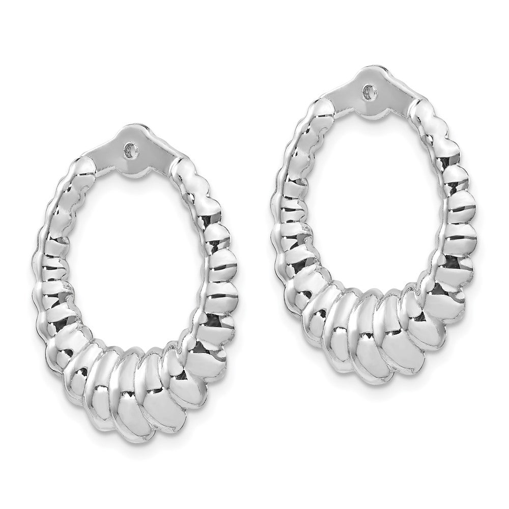 14k White Gold 20 mm Scalloped Hoop Earring Jackets (1.57 grams)