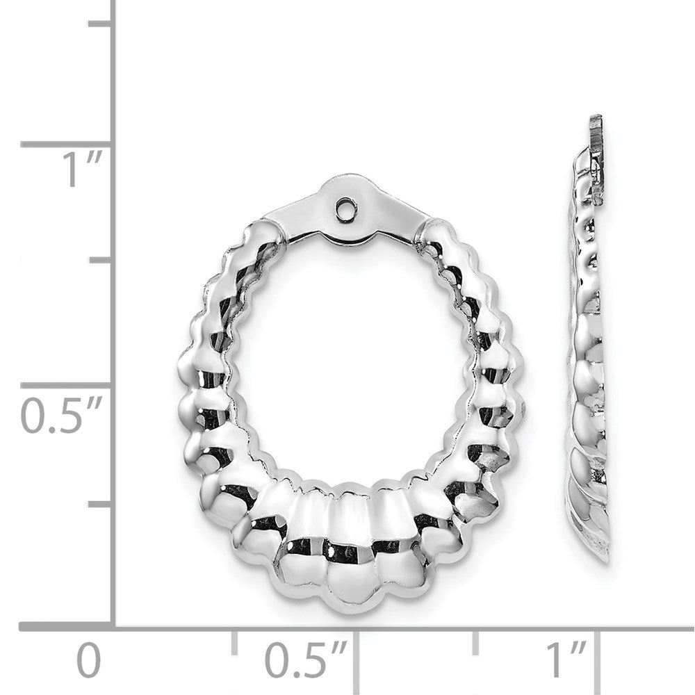 14k White Gold 20 mm Scalloped Hoop Earring Jackets (1.57 grams)