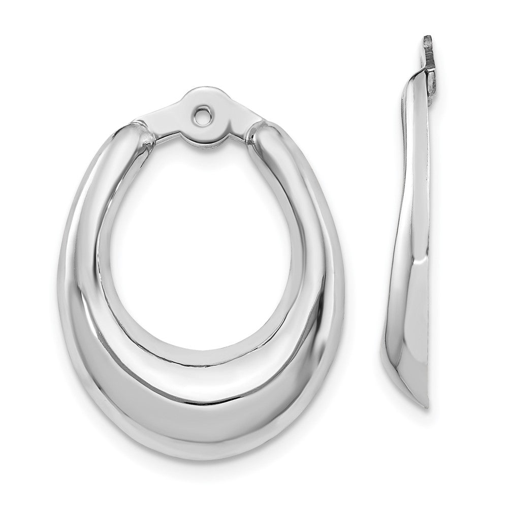 14k White Gold 18 mm Polished Hoop Earring Jackets (1.83 grams)