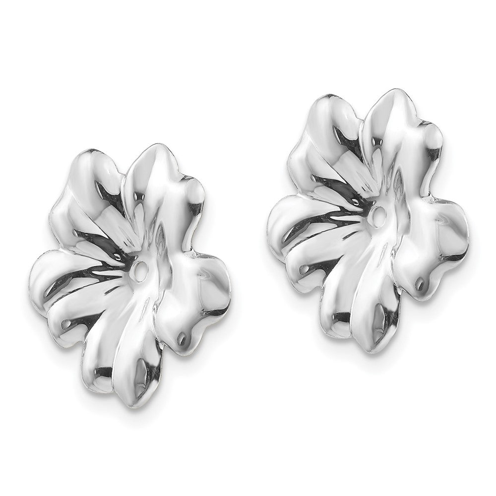 14k White Gold 11 mm Floral Earring Jackets (0.85 grams)