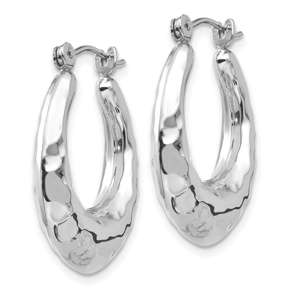 14k White Gold 6 mm red Hoop Earrings (3.23 grams)