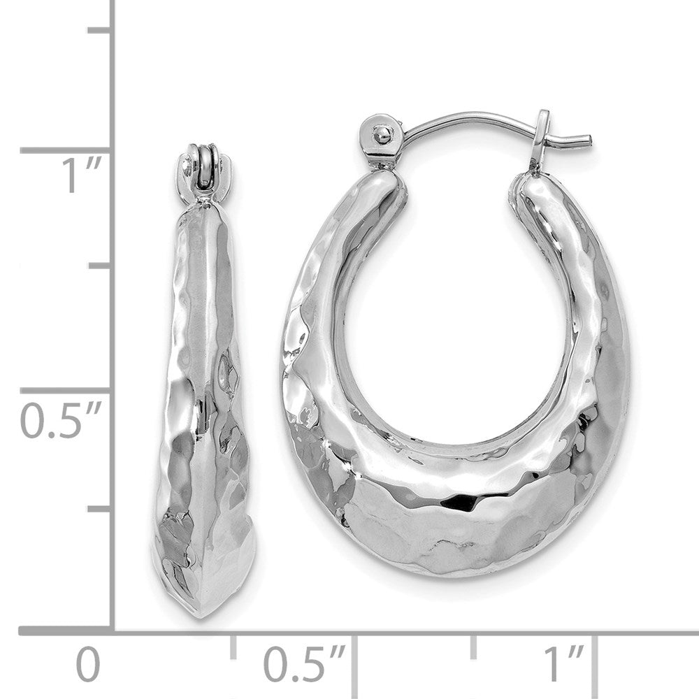 14k White Gold 6 mm red Hoop Earrings (3.23 grams)