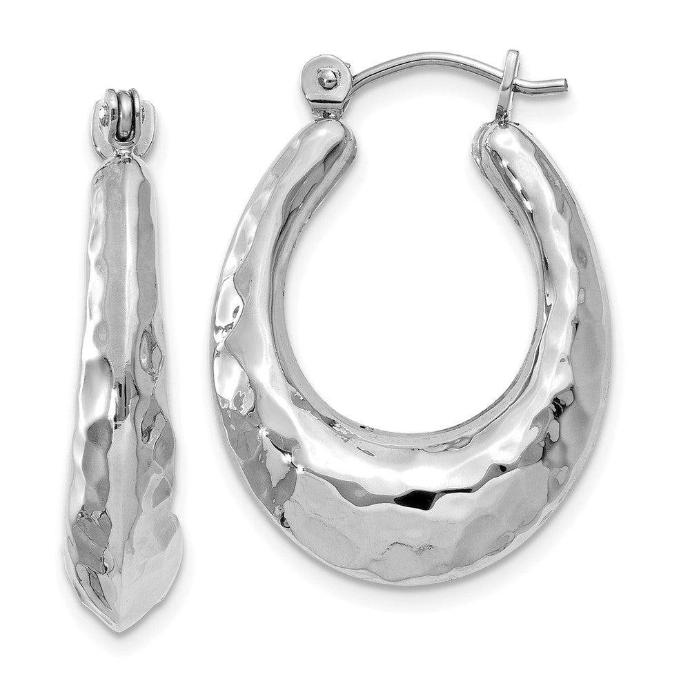 14k White Gold 6 mm red Hoop Earrings (3.23 grams)