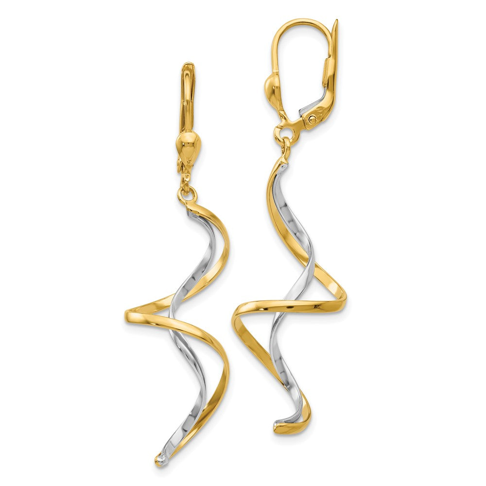 14k Two-tone 14 mm Spiral Dangle Earrings (3.59 grams)