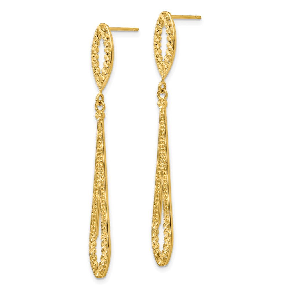 14k Yellow Gold 5 mm Diamond-cut Dangle Post Earrings (1.98 grams)