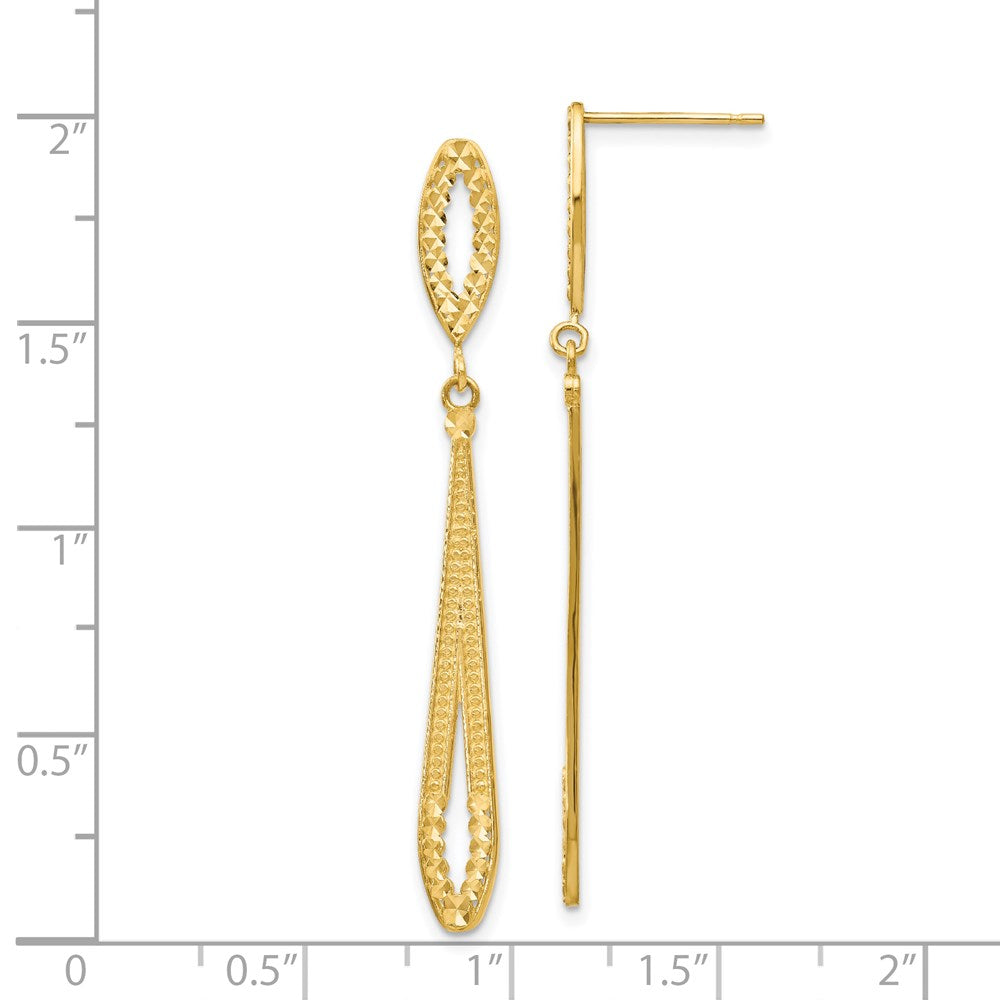 14k Yellow Gold 5 mm Diamond-cut Dangle Post Earrings (1.98 grams)