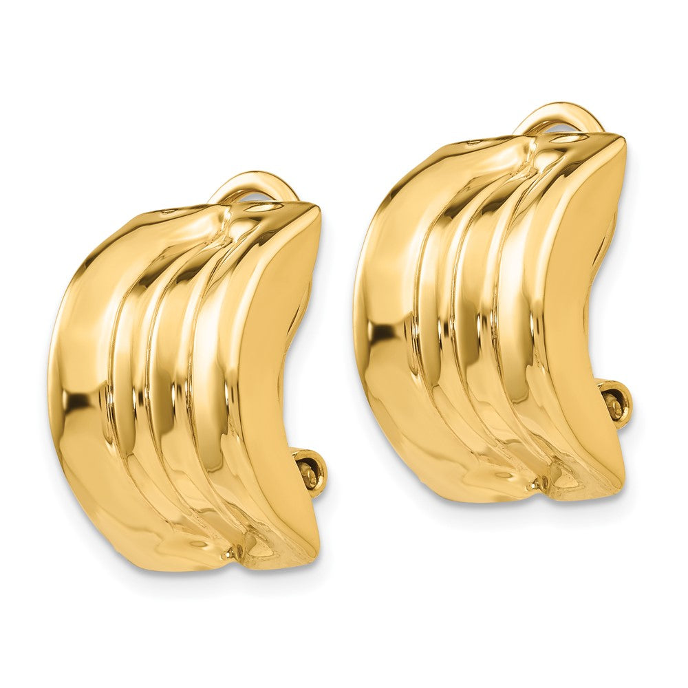 14k Yellow Gold 12 mm Omega Clip Non-pierced Earrings (3.67 grams)