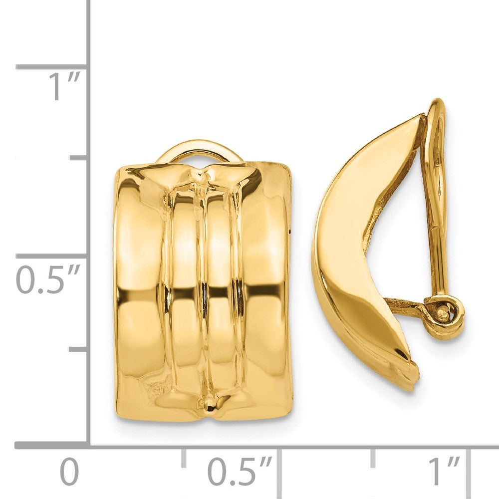 14k Yellow Gold 12 mm Omega Clip Non-pierced Earrings (3.67 grams)