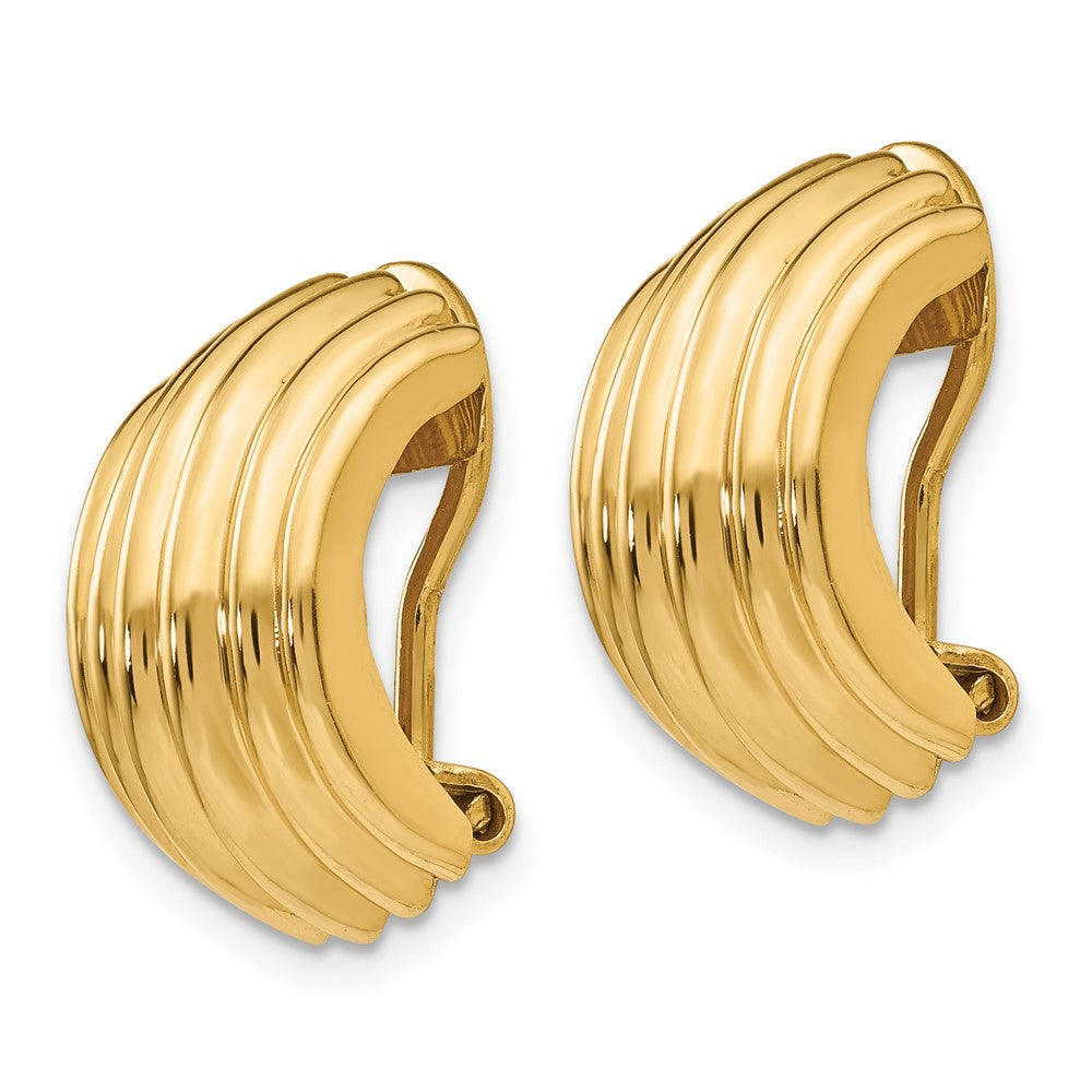 14k Yellow Gold 9.5 mm Omega Clip Non-pierced Earrings (3.28 grams)