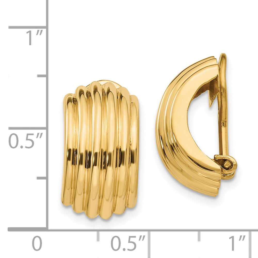 14k Yellow Gold 9.5 mm Omega Clip Non-pierced Earrings (3.28 grams)