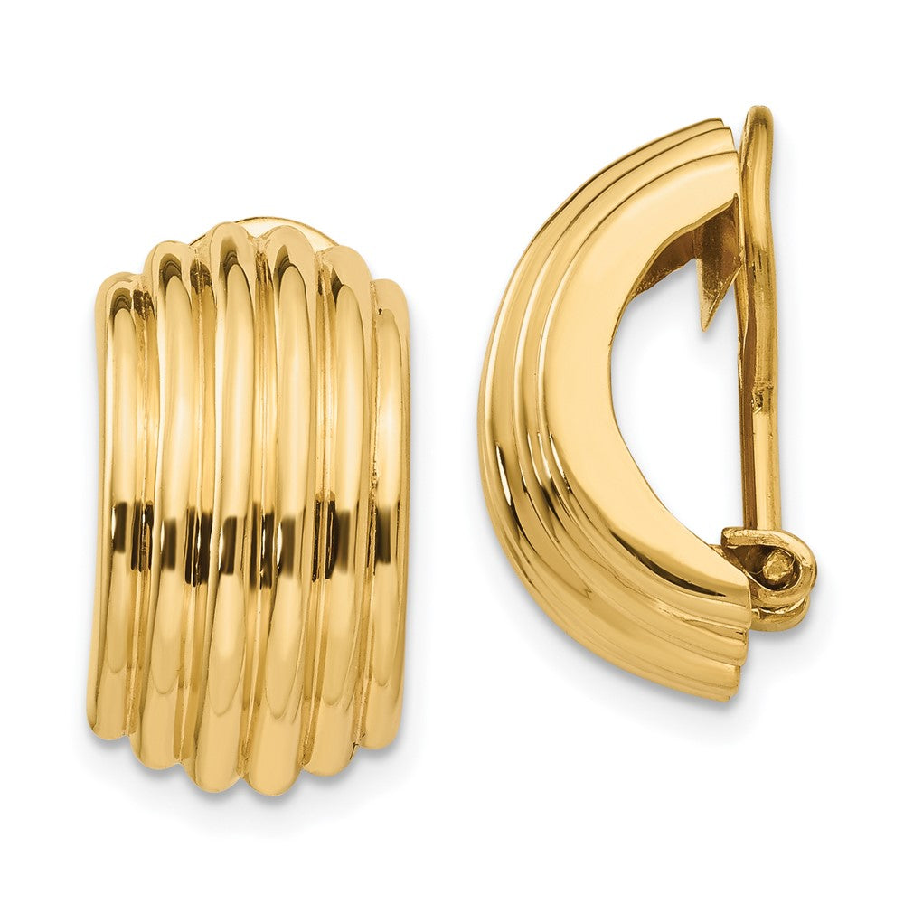 14k Yellow Gold 9.5 mm Omega Clip Non-pierced Earrings (3.28 grams)