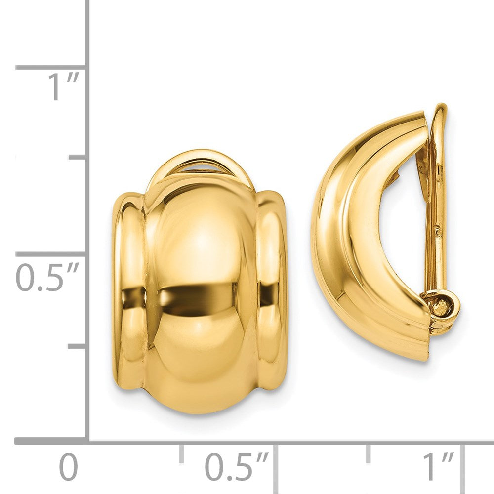 14k Yellow Gold 12 mm Omega Clip Non-pierced Earrings (3.47 grams)