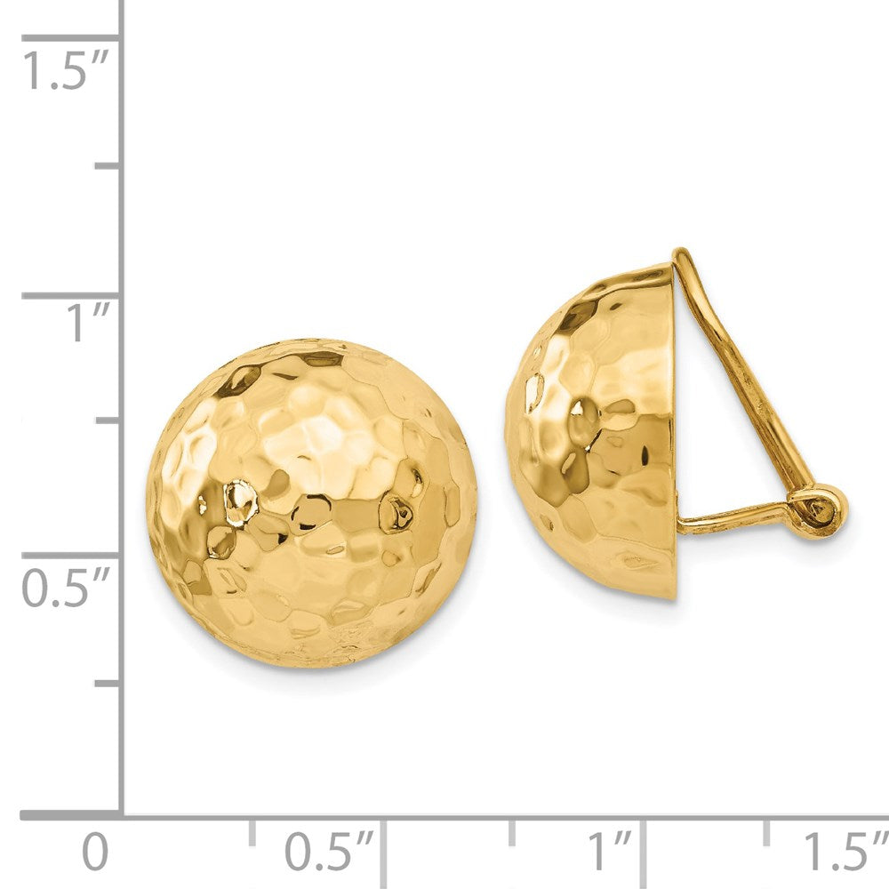 14k Yellow Gold 16 mm red Non-pierced Earrings (5.36 grams)