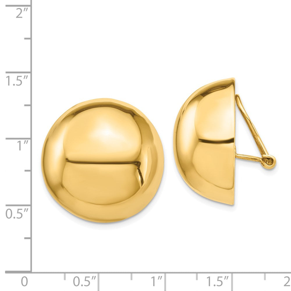 14k Yellow Gold 24 mm Half Ball Non-pierced Earrings (10.04 grams)