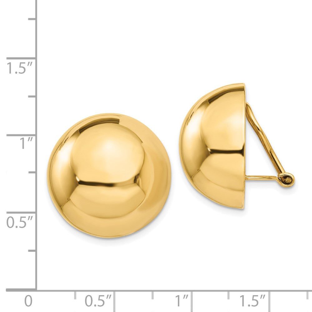 14k Yellow Gold 20 mm Half Ball Non-pierced Earrings (7.35 grams)