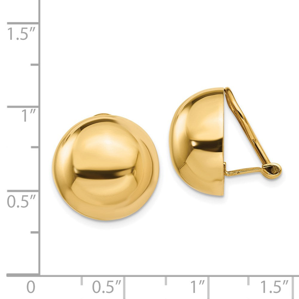 14k Yellow Gold 16 mm Half Ball Non-pierced Earrings (5.31 grams)