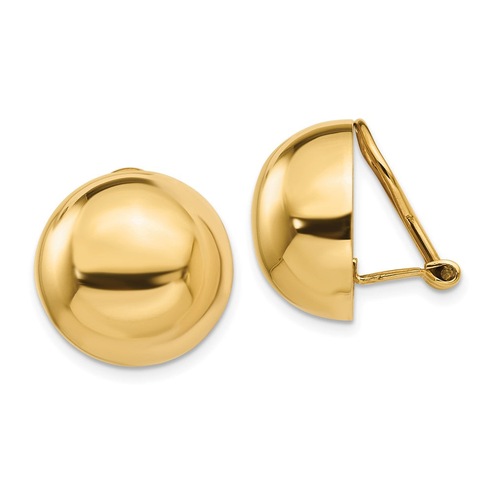 14k Yellow Gold 16 mm Half Ball Non-pierced Earrings (5.31 grams)