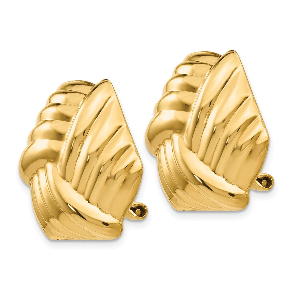 14k Yellow Gold 23 mm Omega Clip Non-pierced Earrings (6.97 grams)