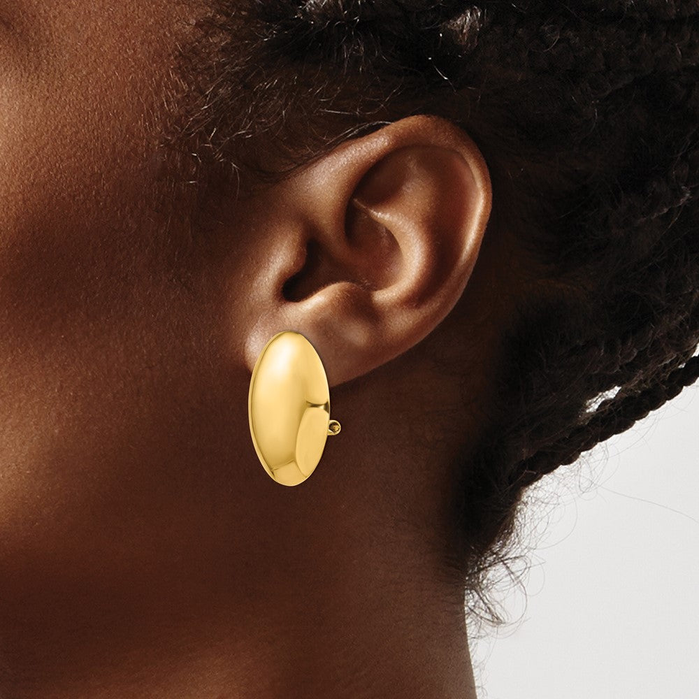 14k Yellow Gold 25 mm Omega Clip Polished Non-pierced Earrings (7.53 grams)