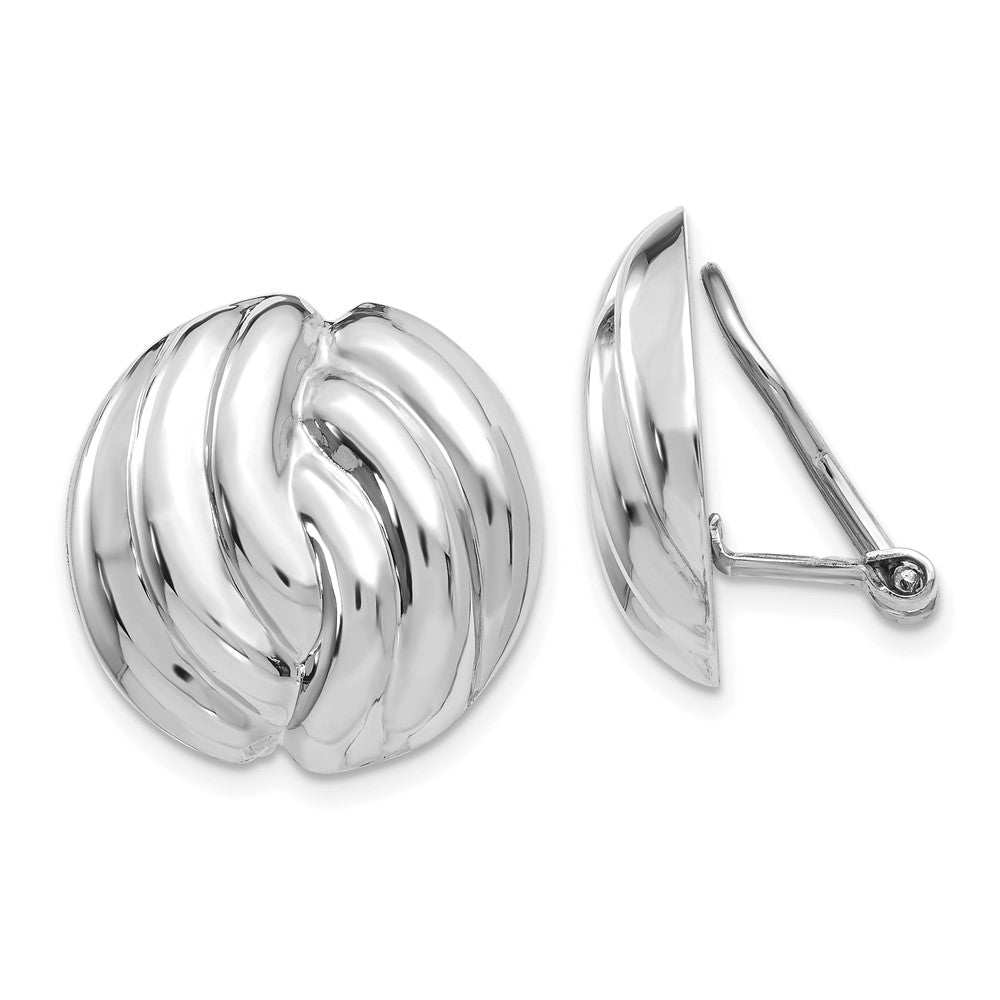 14k White Gold 18 mm Omega Clip Non-pierced Earrings (5.05 grams)
